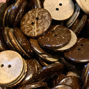 Botão de Coco 20mm 2 Furos - 100 Unidades
