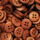 Botão Costura Madeira Marrom 4 Furos 15mm - 50un