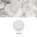 Botão Branco de Costura 15mm 4 furos - 100 Peças