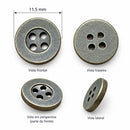 PACOTE FECHADO - Botão 4 Furos Ouro Velho 11mm 1000Un