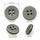 Botão 4 Furos Ouro Velho 12.5mm 50Un
