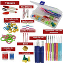 Kit Crochê 16 Agulhas Com Acessórios E Estojo