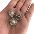 Botão Pezinho Prata 20mm Perola Metal e Vidro 100un Tipo A