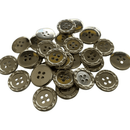 PACOTE FECHADO - Botão 4 Furos Prata Borda Trabalhada 18mm 200Un