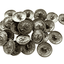 PACOTE FECHADO - Botão Pezinho Brasão Metal Prata 20mm 200Un