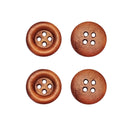 Botão Costura Madeira Marrom 4 Furos 15mm - 50un