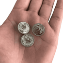 Botão Pezinho Brasão Metal Prata 20mm 50Un