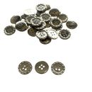 PACOTE FECHADO - Botão 4 Furos Prata Borda Trabalhada 18mm 200Un