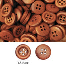 Botão Marrom 18mm 4 Furos - 50 Peças
