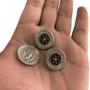 Botão Pezinho Dourado Prata 23mm Metal e Vidro 50un Tipo A