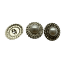 Botão Pezinho Prata 20mm Perola Metal e Vidro 100un Tipo A