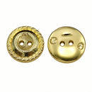 Botão 2 Furos Dourado 13mm 50Un