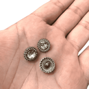 Botão Pezinho Prata 12.5mm Metal e Vidro 100un Tipo A+ Luxo