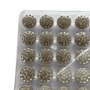 Botão Pezinho Prata 15mm Metal e Vidro 100un Tipo A+ Luxo